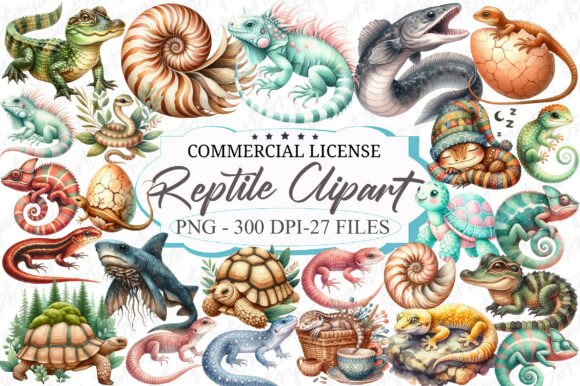 Download Watercolor Reptile Clipart Bundle - Reptile Collection