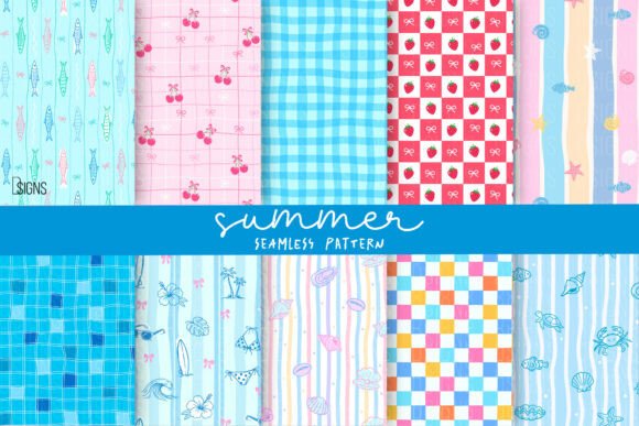 Download Summer Beach Seamless Pattern Bundle PNG - Pattern bundle Collection