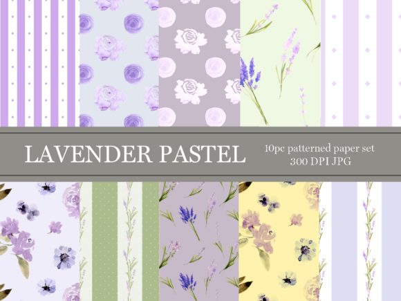 Download Lavender and Rose Repeating Pattern Set - Repeating pattern Collection