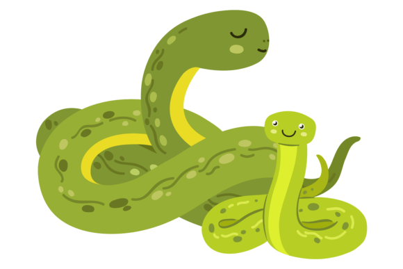 Download Snake Baby with Mom. Cute Reptile Parent - Premium Resources