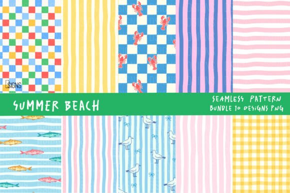 Download Summer Beach Hand Drawn Pattern Bundle - Pattern bundle Collection